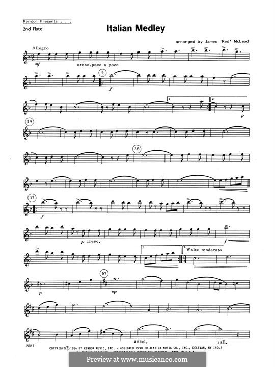 Italian Medley: For flutes – 2nd Flute part by Unknown (works before 1850)