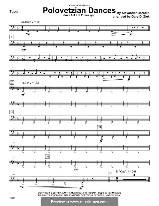 Polovtsian Dances (Printable Scores): For brass – Tuba part by Alexander Borodin