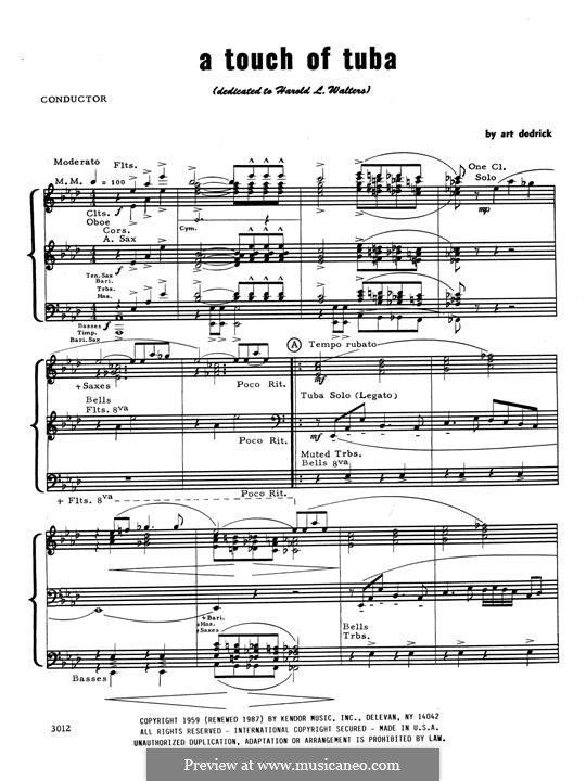 A Touch of Tuba: partitura completa by Art Dedrick