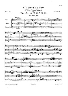 Divertissement in E Flat Major, K.563: Partitura completa by Wolfgang Amadeus Mozart
