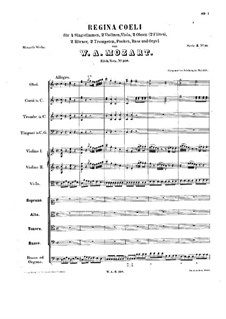 Regina Coeli, K.108: partitura completa by Wolfgang Amadeus Mozart