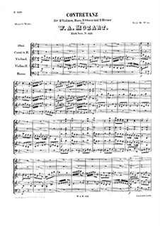 Contredanse for Orchestra in B Flat Major, K.123: partitura completa by Wolfgang Amadeus Mozart