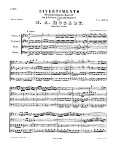 Divertissement in D Major, K.136: Partitura completa by Wolfgang Amadeus Mozart