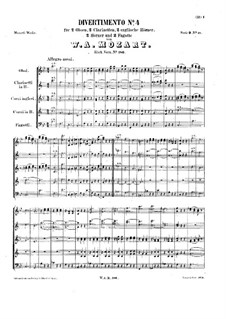 Divertissement in B Flat Major, K.186: partitura by Wolfgang Amadeus Mozart
