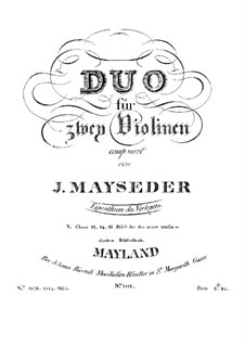 Three Duets for Two Violins: partes by Joseph Mayseder