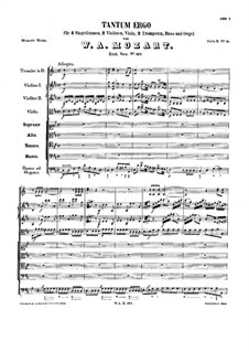 Tantum ergo in D Major, K.197: Tantum ergo in D Major by Wolfgang Amadeus Mozart