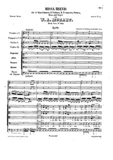 Mass No.12 in C Major (Missa brevis No.8) 'Organ Solo', K.259: Partitura completa by Wolfgang Amadeus Mozart