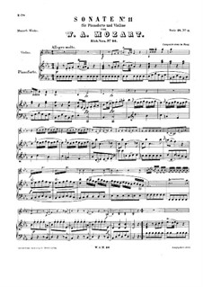 Sonata for Violin and Piano in E Flat Major, K.26: partitura by Wolfgang Amadeus Mozart