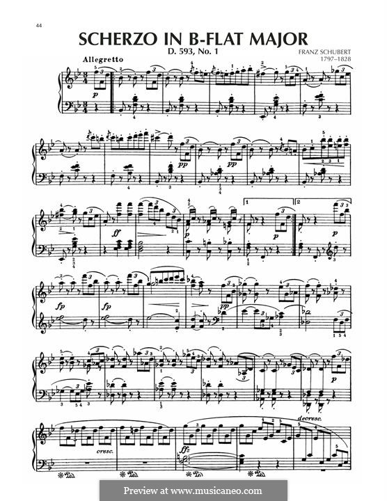 Two Scherzos for Piano, D.593: Scherzo No.1 in B Flat Major by Franz Schubert