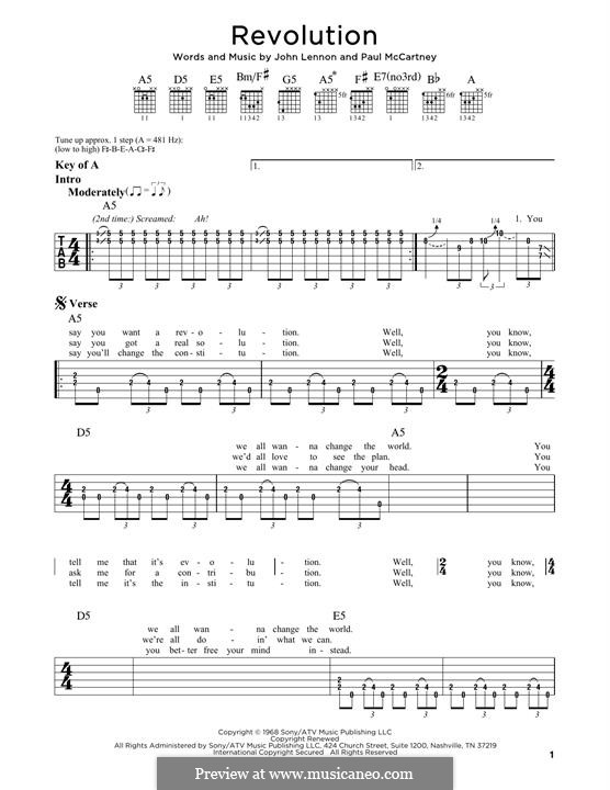 Revolution (The Beatles): Para Guitarra by John Lennon, Paul McCartney