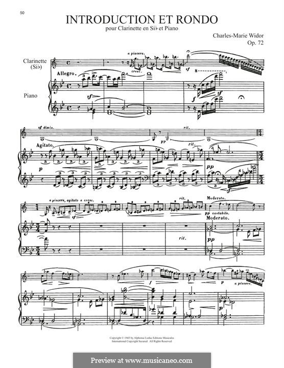 Introduction and Rondo for Clarinet and Piano, Op.72: partitura by Charles-Marie Widor