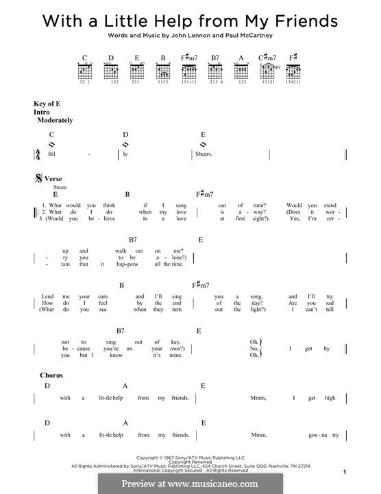 With a Little Help from My Friends (The Beatles): Para Guitarra by John Lennon, Paul McCartney