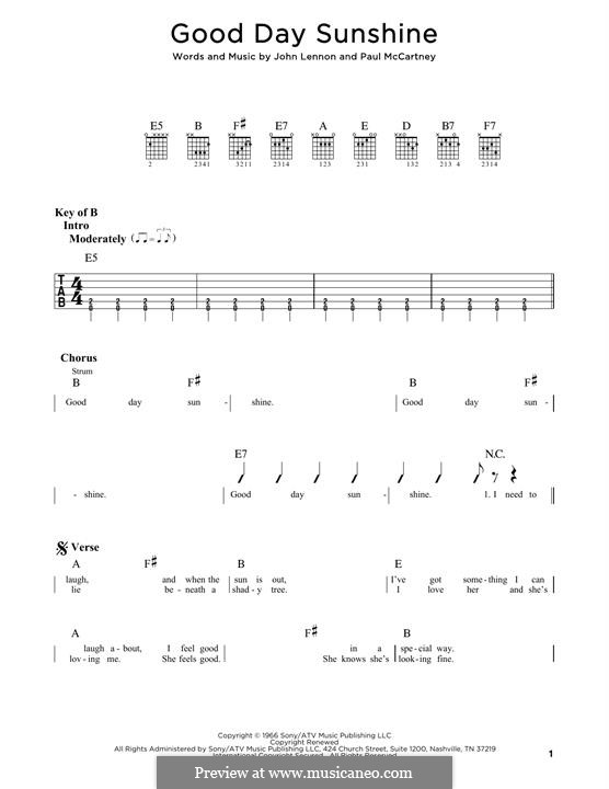 Good Day Sunshine (The Beatles): Para Guitarra by John Lennon, Paul McCartney