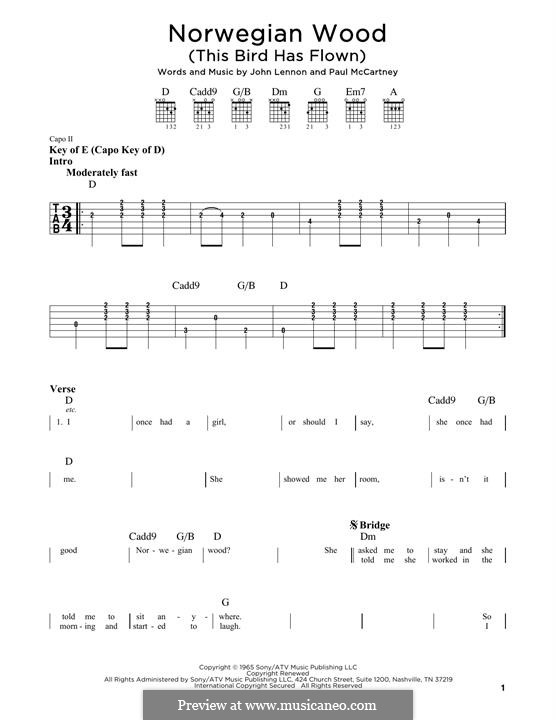 Norwegian Wood (This Bird Has Flown): Para Guitarra by John Lennon, Paul McCartney