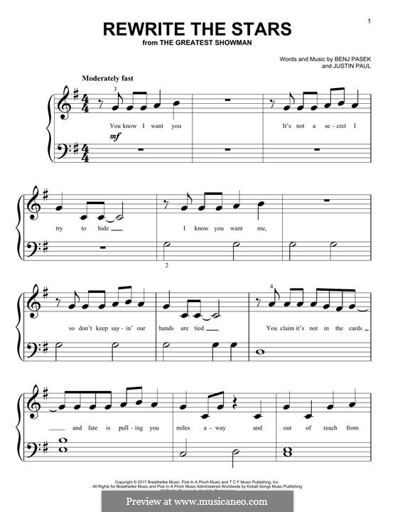 Rewrite the Stars (from The Greatest Showman): Para Piano by Justin Paul, Benj Pasek