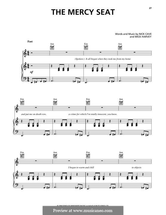 The Mercy Seat: Para vocais e piano (ou Guitarra) by Mick Harvey, Nick Cave