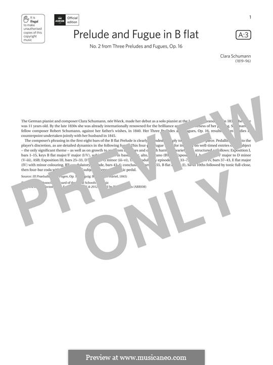 Three Preludes and Fugues, Op.16: Prelude and Fugue No.2 by Clara Schumann