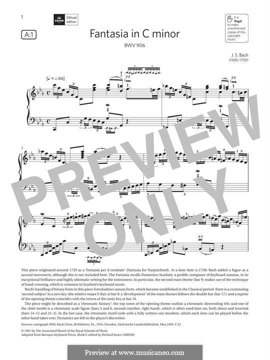 Fantasia and Fugue in C Minor, BWV 906: fantasia para piano by Johann Sebastian Bach