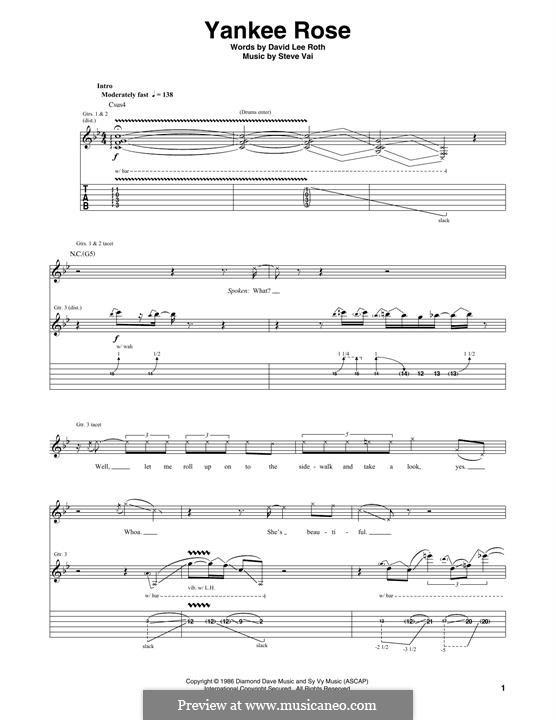 Yankee Rose (David Lee Roth): Para Guitarra by Steve Vai