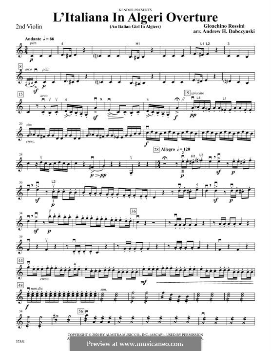 L'italiana in Algeri (The Italian Girl in Algiers): Overture – 2nd Violin part by Gioacchino Rossini