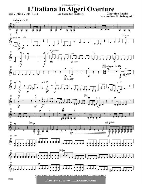 L'italiana in Algeri (The Italian Girl in Algiers): Overture – Violin 3 part by Gioacchino Rossini