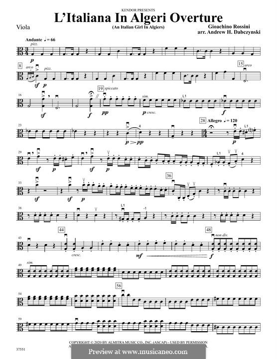 L'italiana in Algeri (The Italian Girl in Algiers): Abertura - parte viola by Gioacchino Rossini