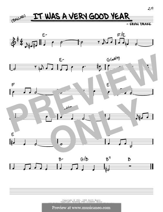 It Was a Very Good Year (Frank Sinatra): melodia by Ervin Drake