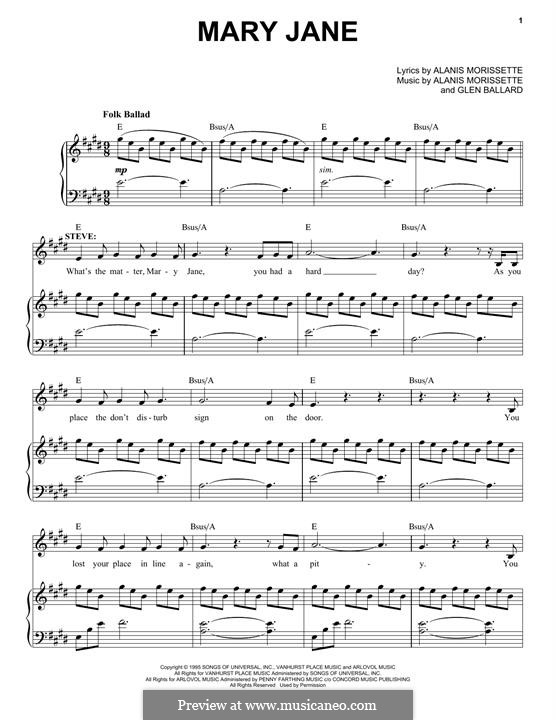 Mary Jane (from Jagged Little Pill The Musical): Para vocais e piano by Alanis Morissette, Glen Ballard