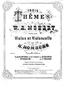 Three Themes by Mozart. Variations for Violin and Cello: parte do violino by Bernhard Romberg
