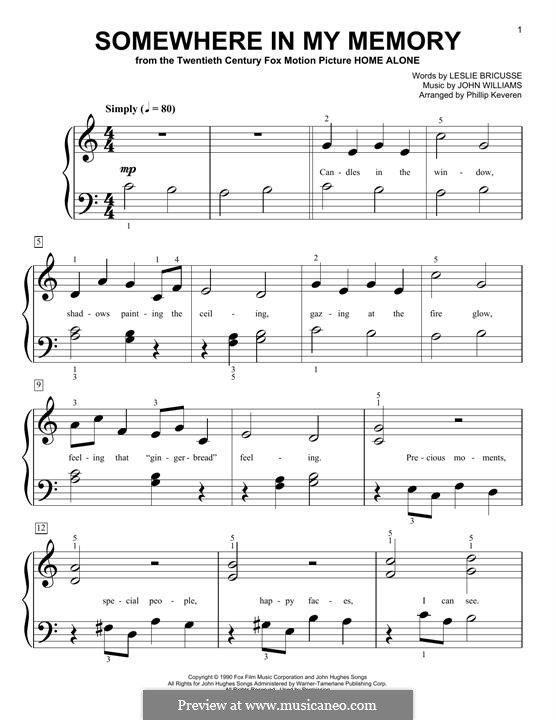 Somewhere in My Memory (from Home Alone): Facil para o piano by John Williams