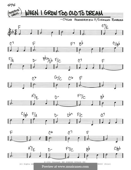 When I Grow Too Old to Dream: melodia by Sigmund Romberg