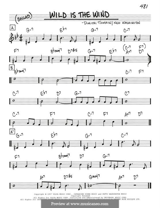 Wild is the Wind: melodia by Dimitri Tiomkin