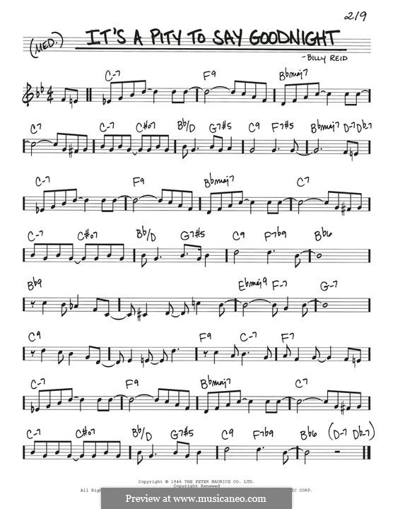It's a Pity to Say Goodnight (Ella  Fitzgerald): melodia by Billy Reid