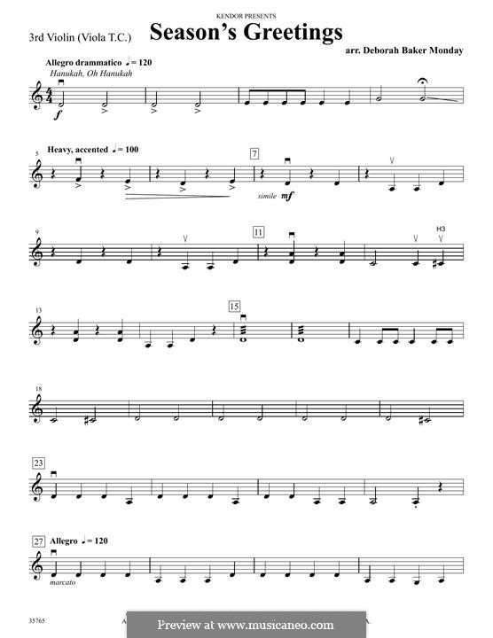 Season's Greetings: 3rd Violin part by Unknown (works before 1850)