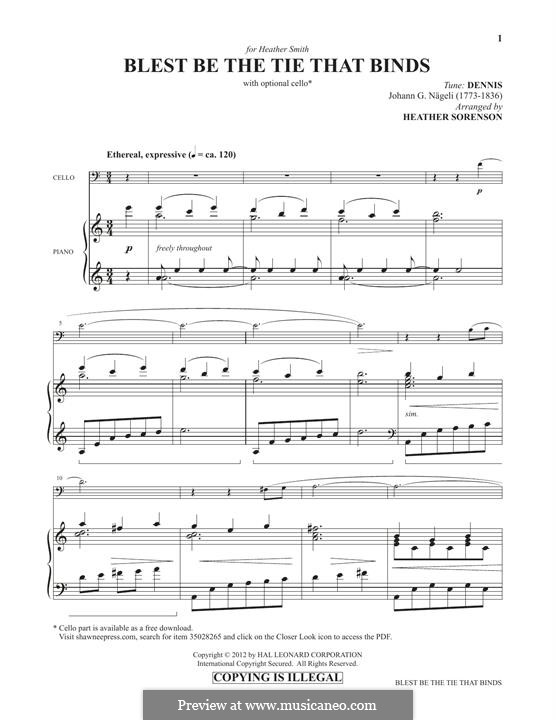 Blest Be the Tie that Binds: para Violoncelo e piano by Hans Georg Nägeli