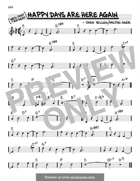 Happy Days Are Here Again (Jack Yellen): melodia by Milton Ager