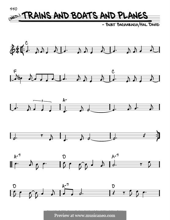 Trains and Boats and Planes por B. Bacharach Partituras on músicaNeo