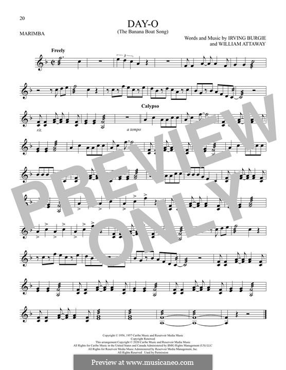 Day-O (The Banana Boat Song): For marimba by Irving Burgie, William Attaway