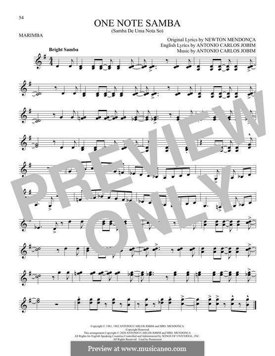 One Note Samba (Samba De Uma Nota): For marimba by Antonio Carlos Jobim