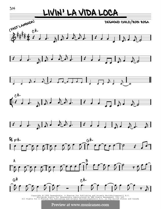 Livin' la vida loca (Ricky Martin): melodia by Desmond Child, Robi Rosa