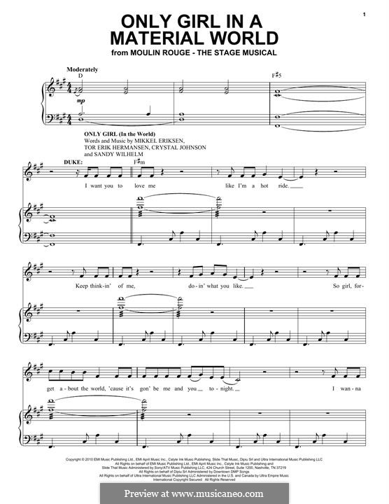 Only Girl (In the World): Para vocais e piano by Crystal Johnson, Mikkel Storleer Eriksen, Sandy Wilhelm, Tor Erik Hermansen