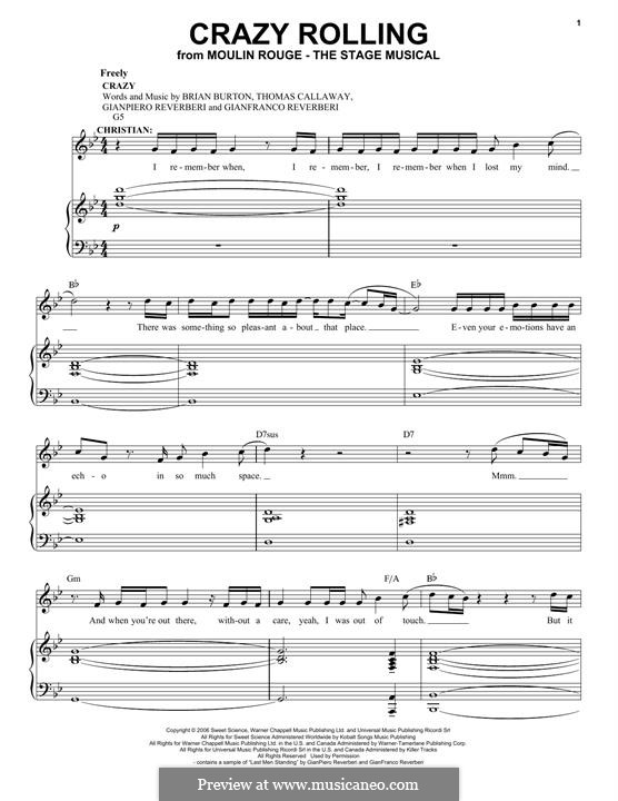 Crazy Rolling (from Moulin Rouge! The Musical): Crazy Rolling (from Moulin Rouge! The Musical) by Brian Burton