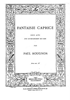 Fantasia-Caprice for Viola and Piano: partitura by Paul Rougnon