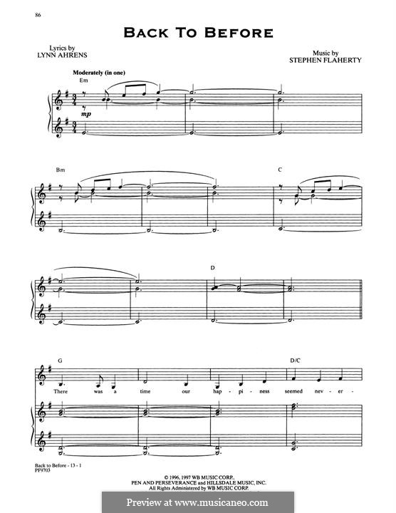 Back To Before (from Ragtime: The Musical): Back To Before (from Ragtime: The Musical) by Stephen Flaherty