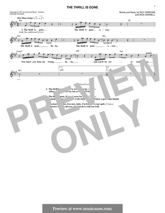 The Thrill Is Gone (B.B. King): para teclado by Rick Darnell, Roy Hawkins