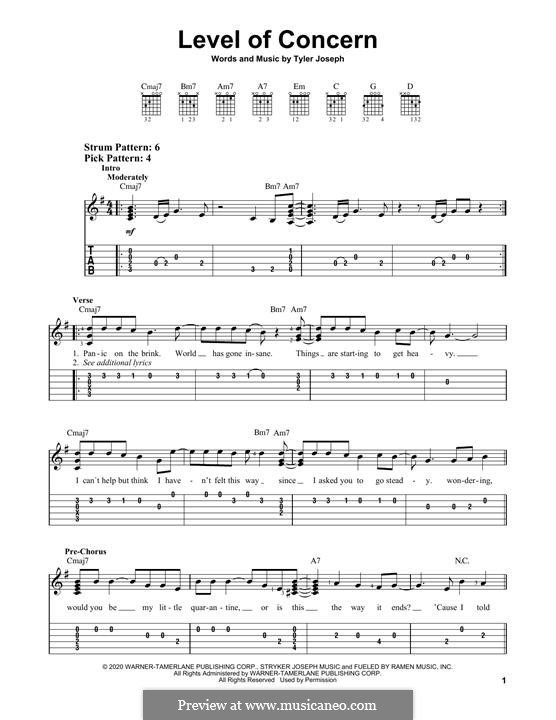 Level of Concern (Twenty One Pilots): Para Guitarra by Tyler Joseph