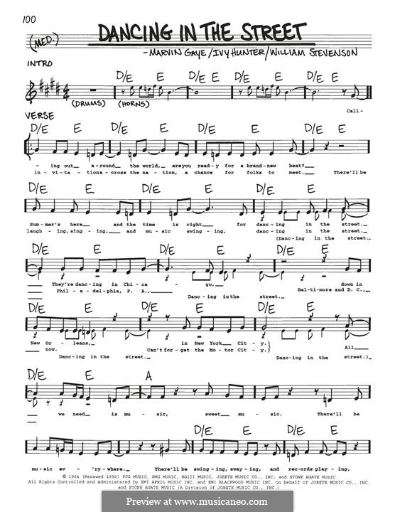 Dancing in the Street (Martha & The Vandellas): melodia by Ivory Joe Hunter, Marvin P. Gaye, William Stevenson