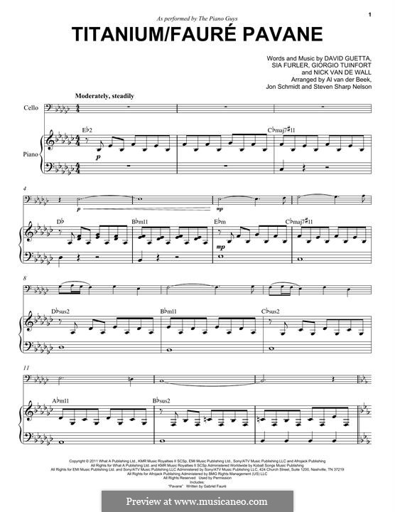 Titanium / Pavane (The Piano Guys): para Violoncelo e piano by David Guetta, Giorgio Tuinfort, Nick van de Wall, Sia Furler