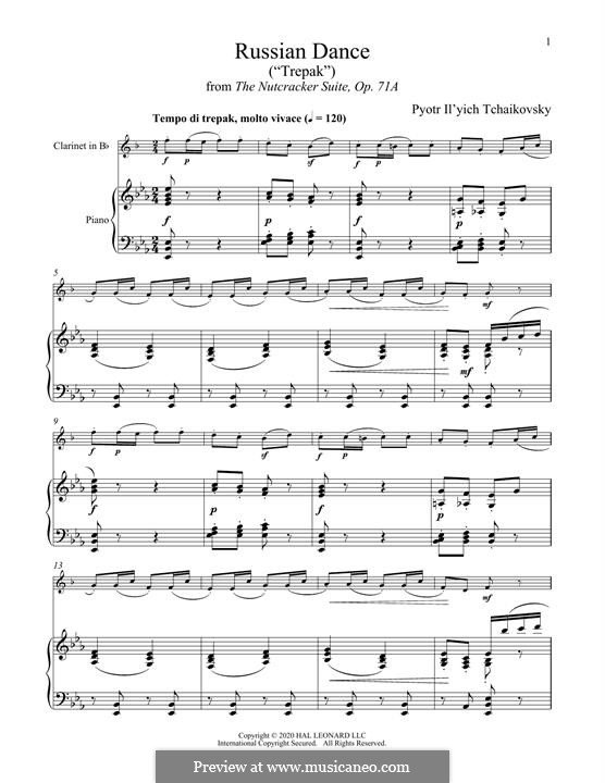 No.4 Russian Dance (Trepak): para clarinete e piano by Pyotr Tchaikovsky