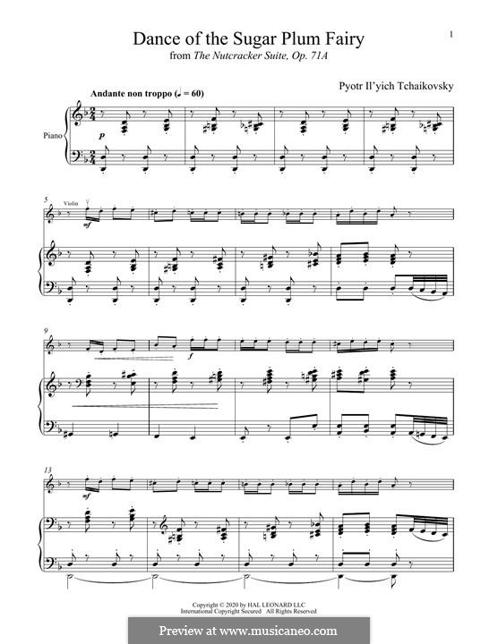 No.3 Dance of the Sugar-Plum Fairy: para violino by Pyotr Tchaikovsky